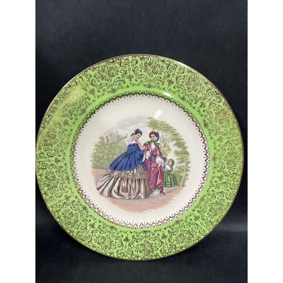 Vtg Imperial By Salem China Service Plate‎ 10.5” 23K Gold  Victorian Ladies USA - Picture 1 of 10